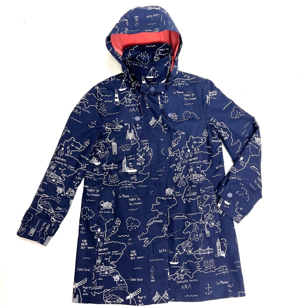 Boden Navy and Coral Map Print Jacket - Picture 2 of 11